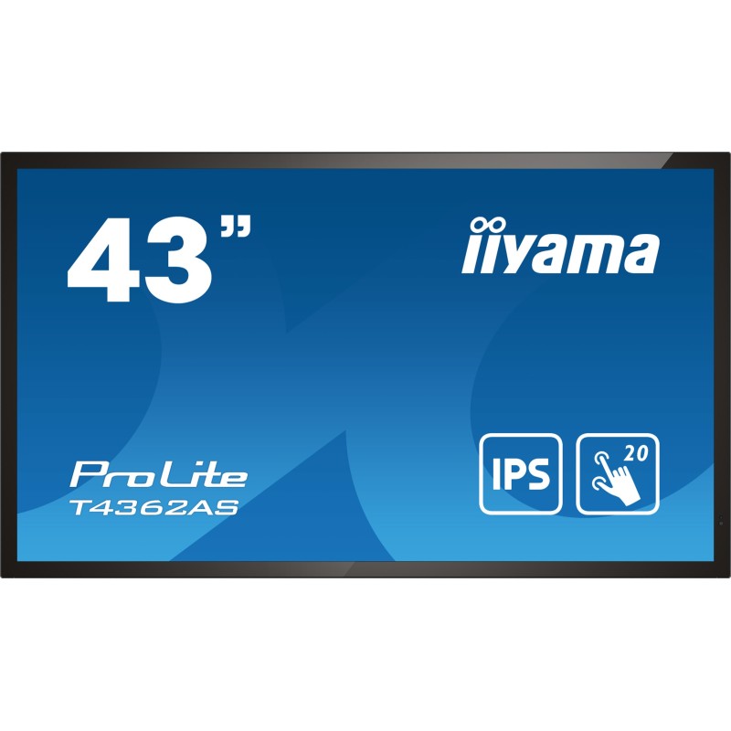 iiyama T4362AS-B1 visualizzatore di messaggi Pannello piatto interattivo 108 cm (42.5") IPS 500 cd m² 4K Ultra HD Nero Touch iiyama T4362AS-B1 visualizzatore di messaggi Pannello piatto interattivo 108 cm (42.5") IPS 500 cd m² 4K Ultra HD Nero Touch