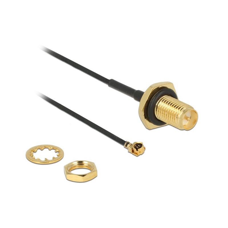 DeLOCK 89584 cavo coassiale RP-SMA MHF Nero, Oro