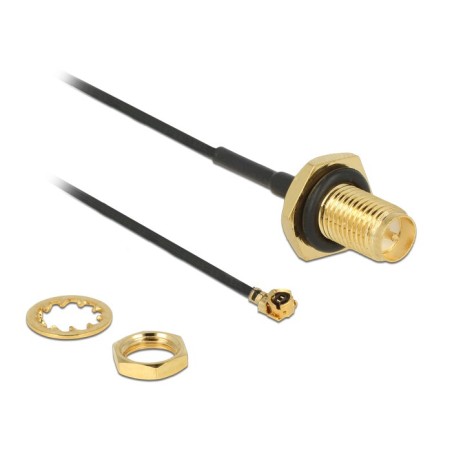 DeLOCK 89584 cavo coassiale RP-SMA MHF Nero, Oro