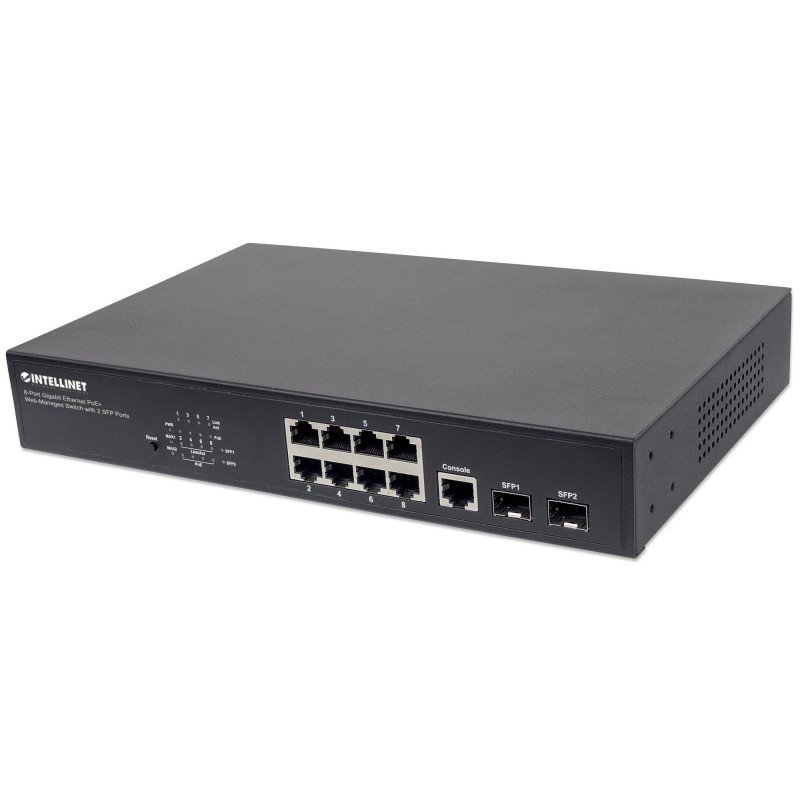 8-Port Gigabit Ethernet Web-Managed PoE+ Switch mit 2 SFP-Ports, 8 x PoE-Port...