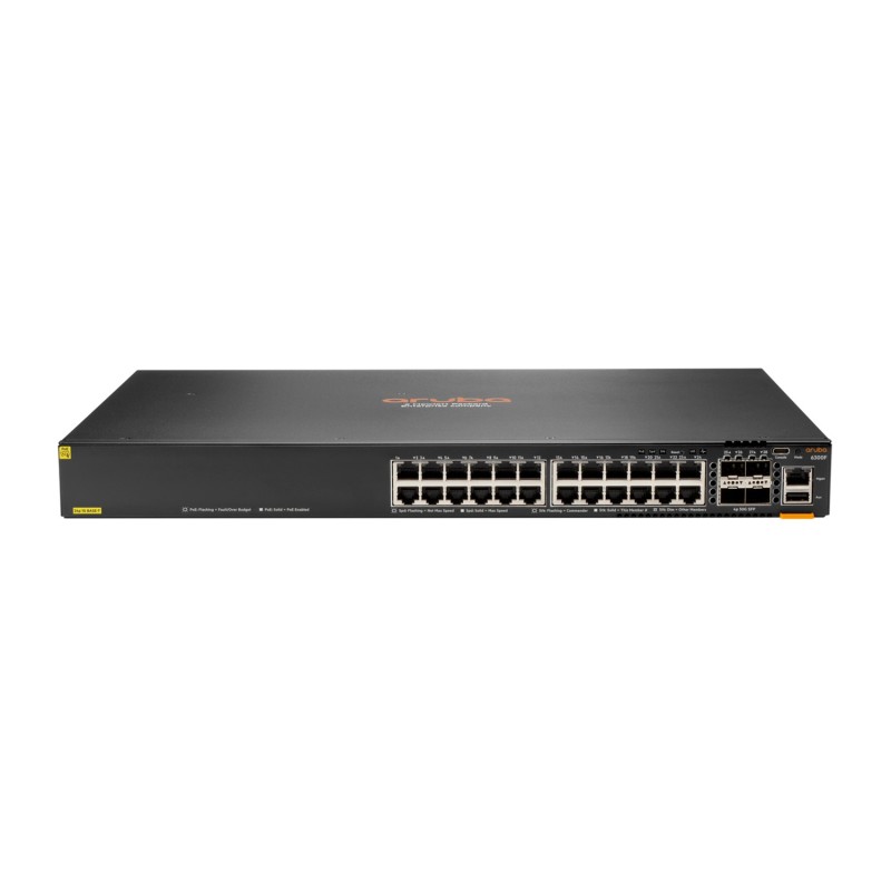 Aruba 6300F 24-port 1GbE Class 4 PoE & 4-port SFP56 Gestito L3 Gigabit Ethernet (10 100 1000) Supporto Power over Ethernet