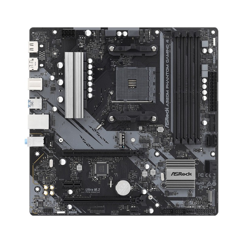 A520M Phantom Gaming 4 - Motherboard - micro ATX - Socket AM4 - AMD A520 Chip...