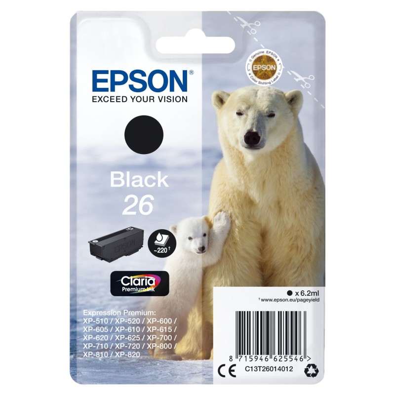 Epson Polar bear C13T26014012 ink cartridge 1 pc(s) Original Standard Yield Black