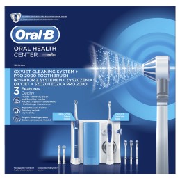 Oral-B PRO 2000 + Oxyjet Adulto Spazzolino rotante-oscillante Blu, Bianco