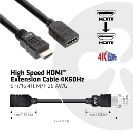 CLUB3D CAC-1325 cavo HDMI 5 m HDMI tipo A (Standard) Nero