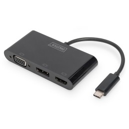 Digitus Adattatore USB-C™ 3in1 triplo per monitor (HDMI, DP, VGA)
