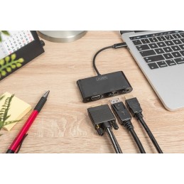 Digitus Adattatore USB-C™ 3in1 triplo per monitor (HDMI, DP, VGA)