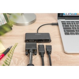 Digitus Adattatore USB-C™ 3in1 triplo per monitor (HDMI, DP, VGA)