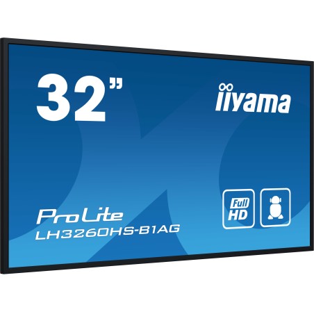 iiyama LH3260HS-B1AG visualizzatore di messaggi Pannello A digitale 80 cm (31.5") LED Wi-Fi 500 cd m² Full HD Nero Processore