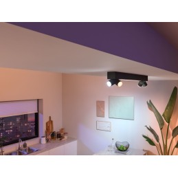 Philips Hue White and Color ambiance Centris Plafoniera Smart (4 punti luce GU10 + LED Integrato) Nera in Alluminio