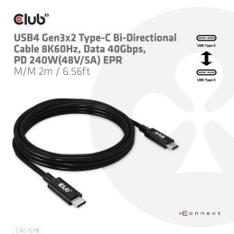 CLUB3D CAC-1578 cavo USB 2 m USB4 Gen 3x2 USB C Nero