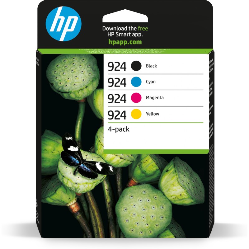 HP 924 / 6C3Z1NE 4er-Pack Original Druckerpatrone Schwarz/Bunt CMYK Instant Ink