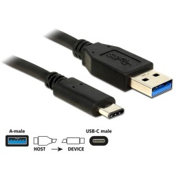 DeLOCK 1m USB3.1-C USB3.1-A cavo USB USB 3.2 Gen 2 (3.1 Gen 2) USB A USB C Nero