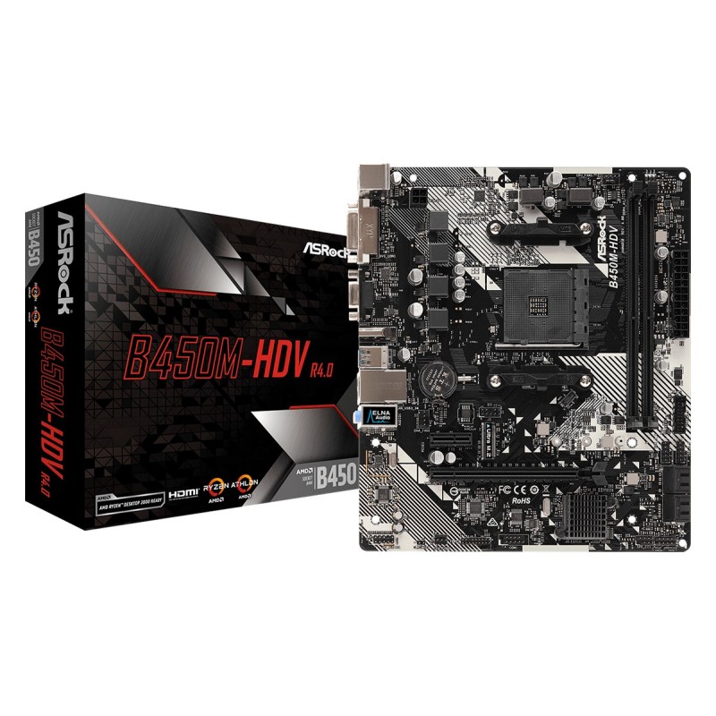 ASRock B450M-HDV R4.0 AM4 mATX Mainboard M.2/DVI/HDMI/VGA/USB3.1(Gen1)