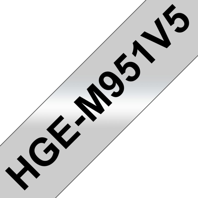 HGE-M951V5 - Schwarz auf Silber - Rolle (2,4 cm x 8 m)