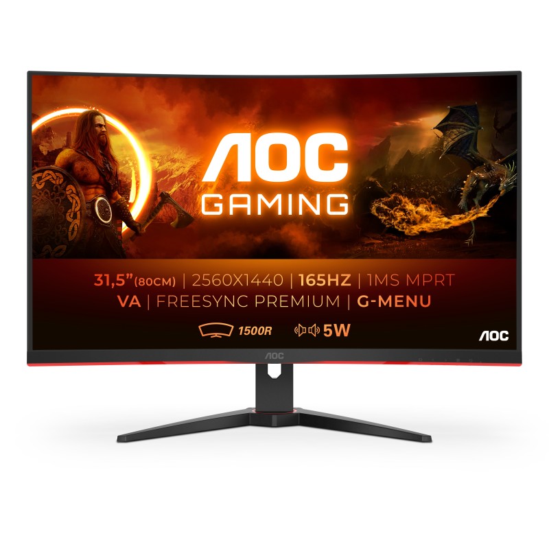 AOC CQ32G2SE 80cm (31,5") WQHD Gaming Monitor HDMI/DP FreeSync 165Hz 1ms