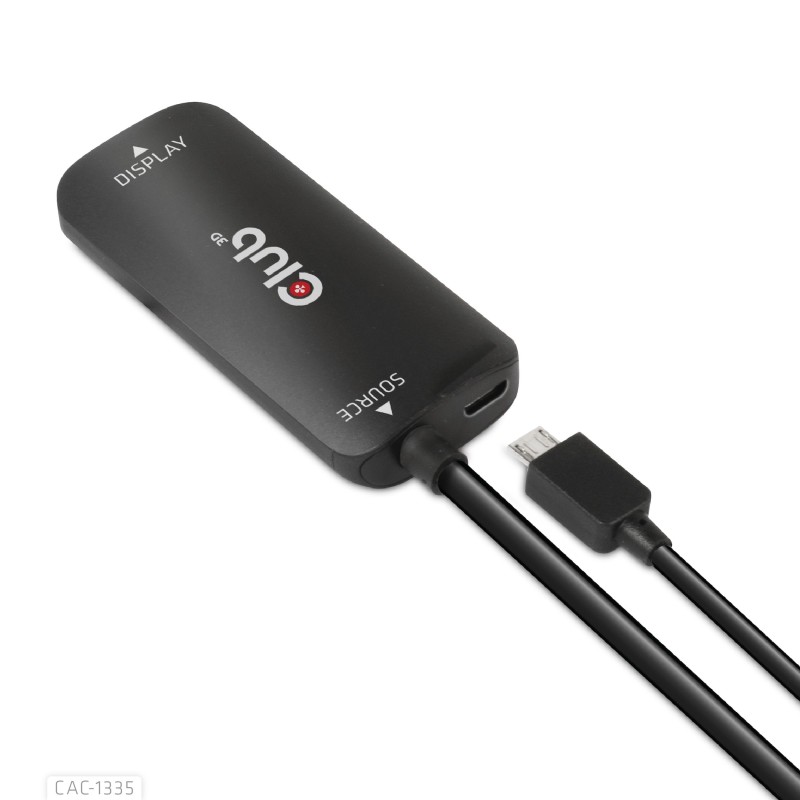 Club 3D HDMI + Micro USB auf DisplayPort 4K120Hz oder 8K30Hz St/B Adapter