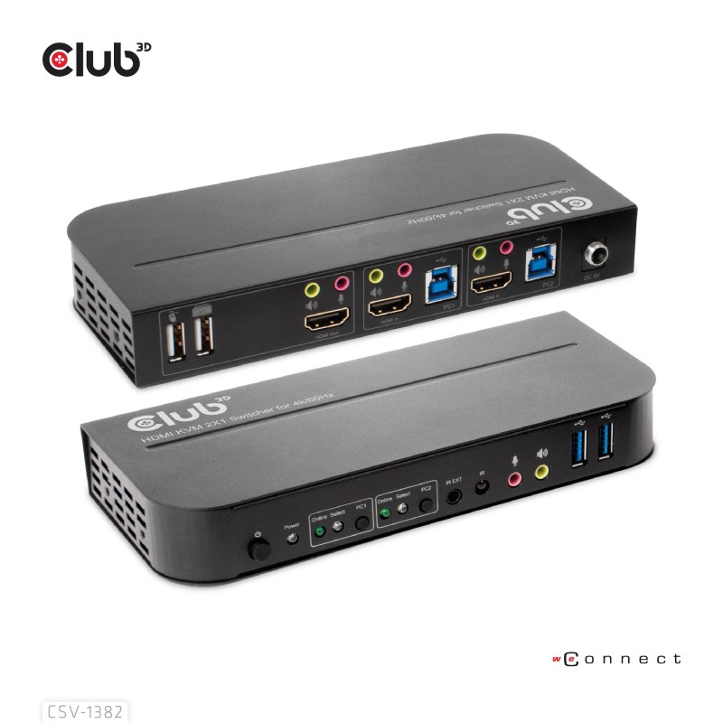 Club 3D HDMI KVM Switch für Dual HDMI 4K60Hz