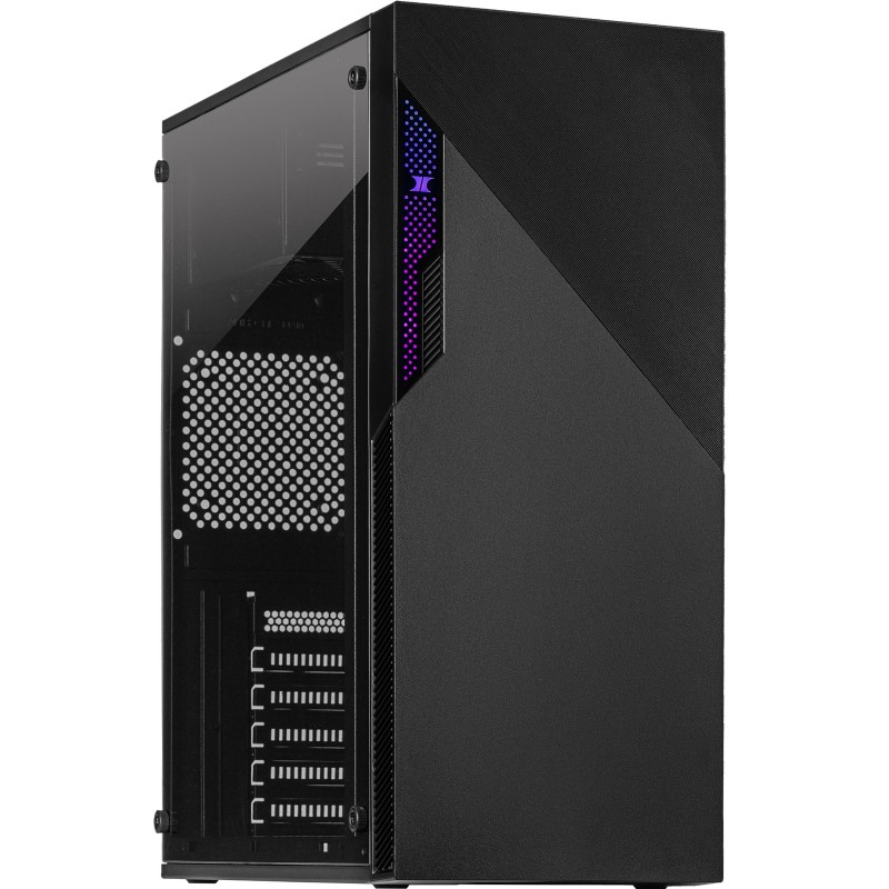 Inter-Tech A-303 Slant ATX RGB Gaming Gehäuse, Acrylglas-Seitenteil, Schwarz