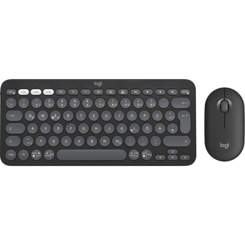 Logitech Pebble 2 Combo keyboard Mouse included RF Wireless + Bluetooth QWERTZ German Graphite