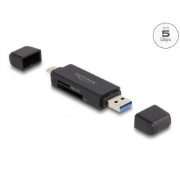 DeLOCK 91004 lettore di schede USB 3.2 Gen 1 (3.1 Gen 1) Type-A Type-C Nero