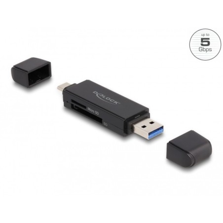 DeLOCK 91004 lettore di schede USB 3.2 Gen 1 (3.1 Gen 1) Type-A Type-C Nero