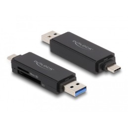 DeLOCK 91004 lettore di schede USB 3.2 Gen 1 (3.1 Gen 1) Type-A Type-C Nero