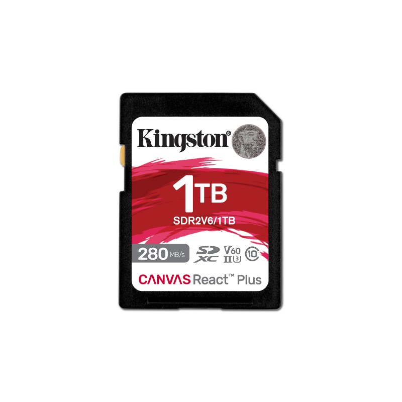 Kingston Technology 1TB Canvas React Plus SDXC UHS-II 280R 150W U3 V60 for Full HD 4K