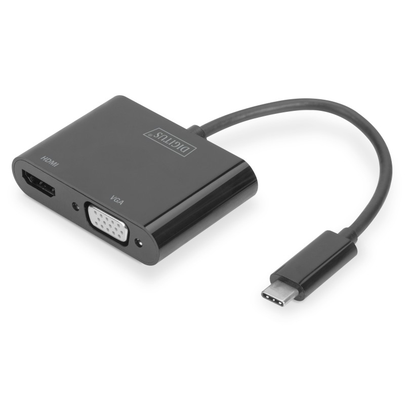 DIGITUS USB 3.1 Typ-C a VGA/HDMI Grafikadapter Nero DA-70858