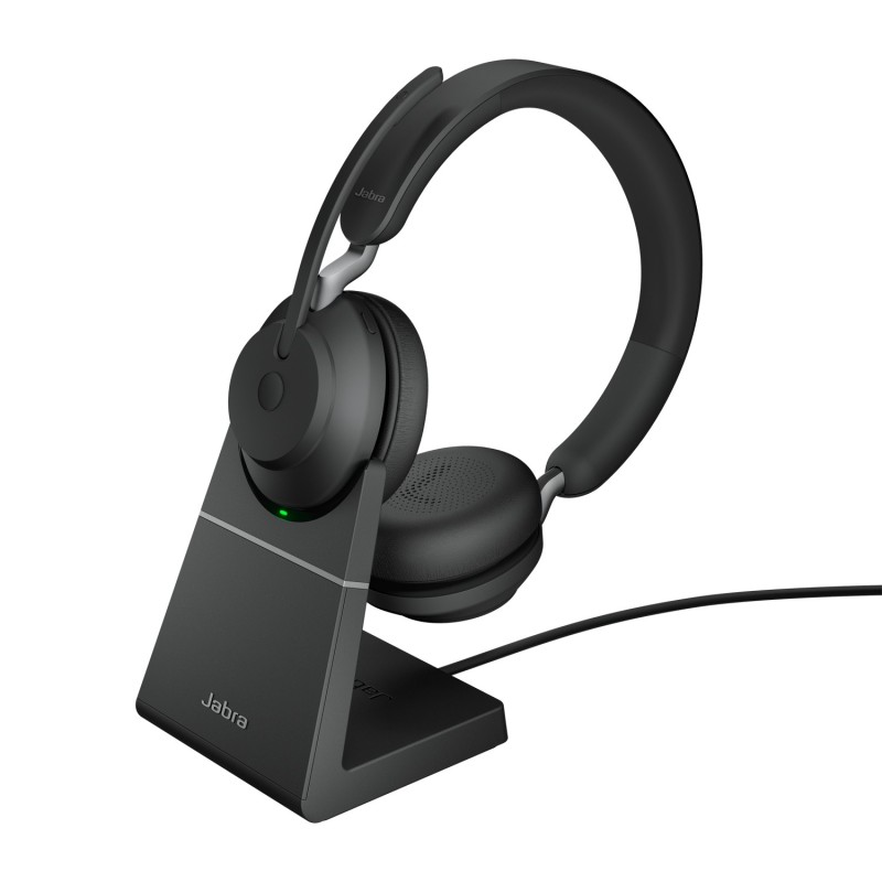 Jabra Evolve 2 65 UC Wireless Bluetooth Stereo USB-C Headset Ladestation schwarz