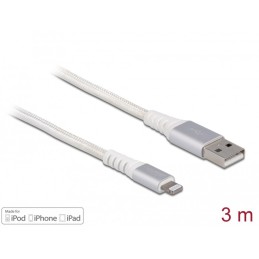 DeLOCK 83003 cavo per cellulare Argento, Bianco 3 m USB A Lightning