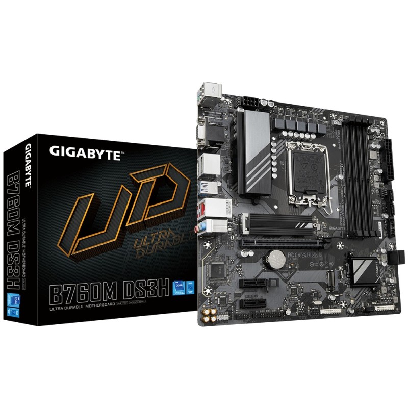 GIGABYTE B760M DS3H mATX Mainboard Sockel 1700 M.2/VGA/HDMI/DP/USB Typ C