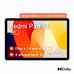 Xiaomi Redmi Pad SE Qualcomm Snapdragon 128 GB 27,9 cm (11") 4 GB Android 13 Grafite, Grigio