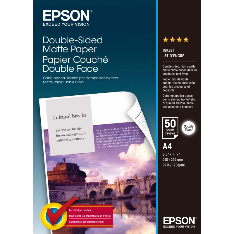 Epson Double Sided, DIN A4, 178g/m² photo paper White Matt