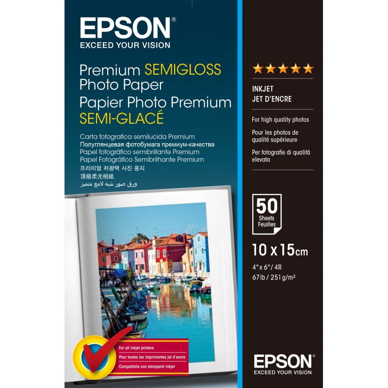 Epson Premium, 100 x150 mm, 251g/m² photo paper White Semi-gloss