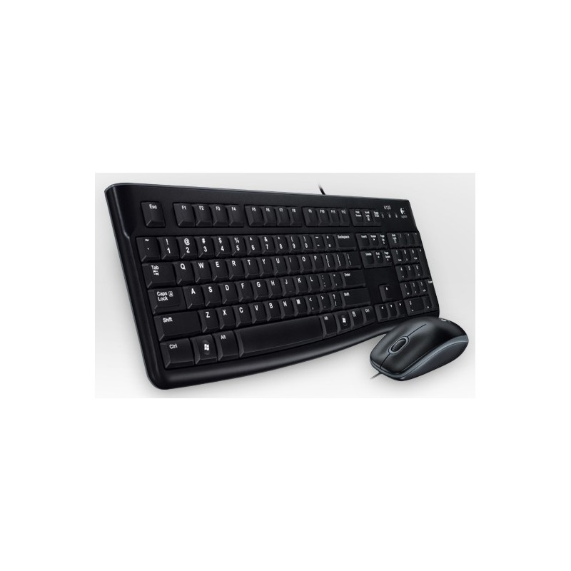 Logitech Desktop MK120 keyboard Mouse included USB QWERTZ German Black