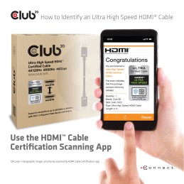 CLUB3D Ultra High Speed HDMI 4K120Hz, 8K60Hz Certified Cable 48Gbps M M 2 m   6.56 ft