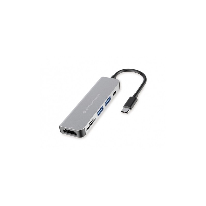 Conceptronic DONN02G replicatore di porte e docking station per laptop USB 3.2 Gen 1 (3.1 Gen 1) Type-C Alluminio