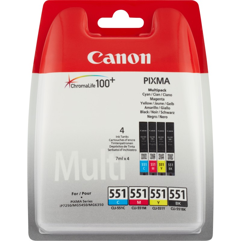 Canon Cartuccia d'inchiostro Multipack CLI-551 BK C M Y Canon Cartuccia d'inchiostro Multipack CLI-551 BK C M Y