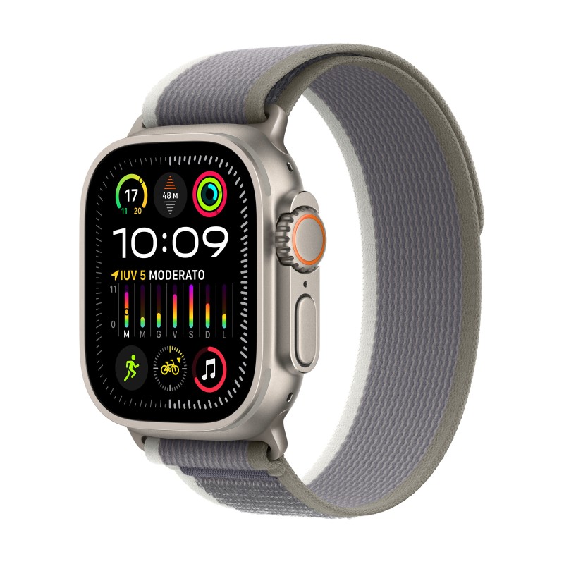 Apple Watch Ultra 2 LTE 49mm Titanium Trail Loop Grün/Grau S/M MRF33FD/A