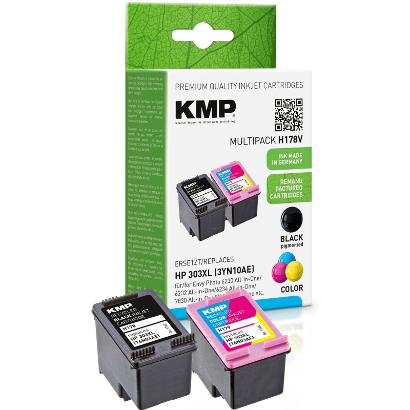 KMP Tintenpatronen Multipack Schwarz + Farbig ersetzt HP 303XL (3YN10AE)