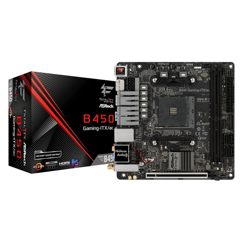 Fatal1ty B450 Gaming-ITX/ac - Motherboard - Mini-ITX - Socket AM4 - AMD B450 ...