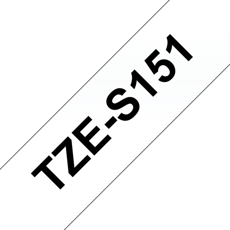 TZe-S151 - Extra starker Klebstoff - schwarz auf durchsichtig - Rolle (2,4 cm...