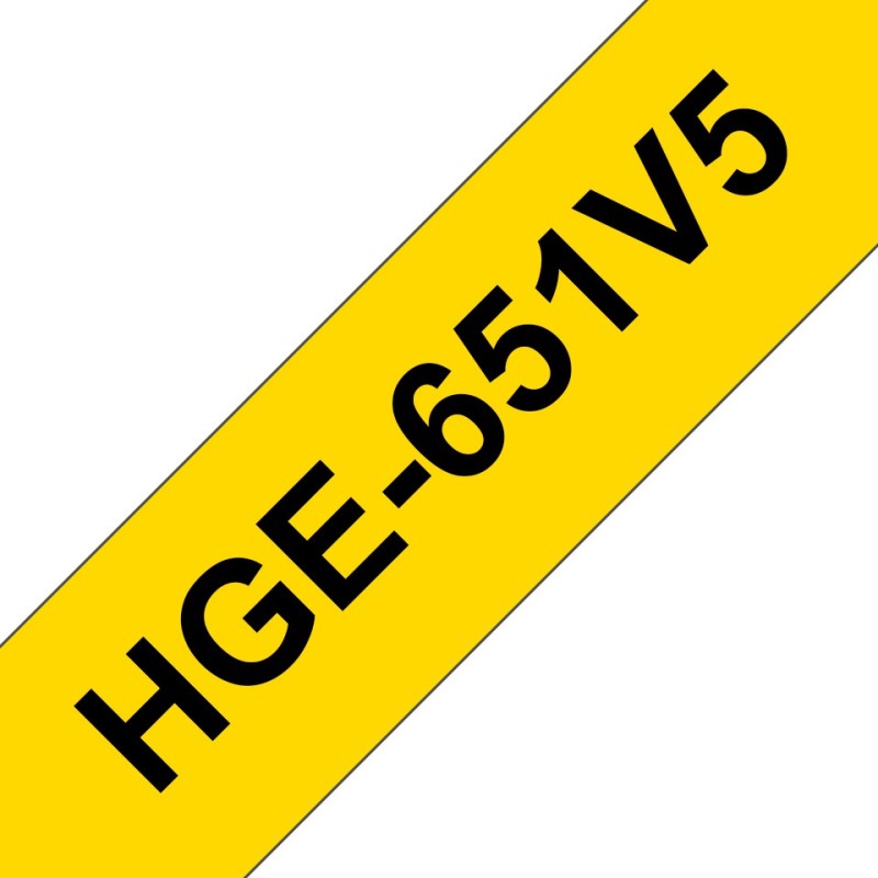 HGE-651V5 - Schwarz auf Gelb - Rolle (2,4 cm x 8 m)