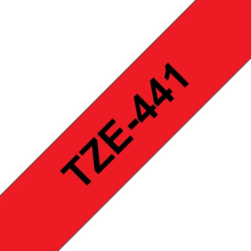 TZe-441 - Standard-Klebstoff - schwarz auf rot - Rolle (1,8 cm x 8 m)