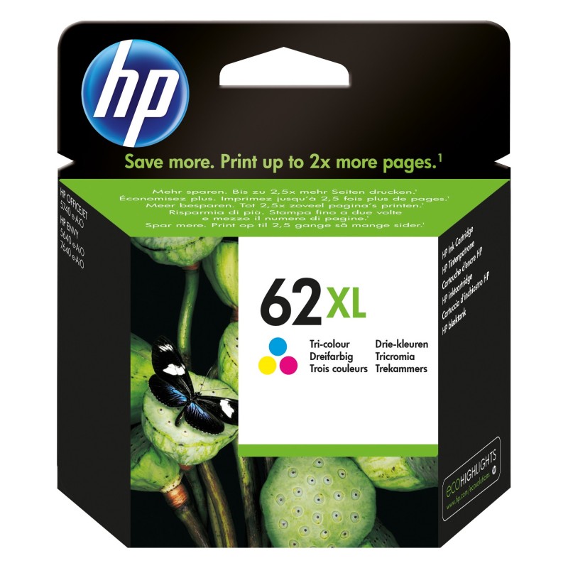 HP 62 XL Original Druckerpatrone Cyan Magenta Gelb C2P07AE per ca. 415 Seiten