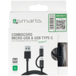 4smarts ComboCord cavo USB 1 m USB 2.0 USB A USB C Micro-USB B Nero