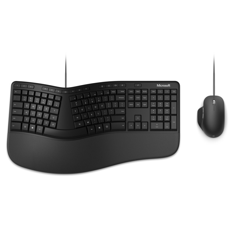 Microsoft Ergonomic Desktop tastiera Mouse incluso USB QWERTZ Tedesco Nero