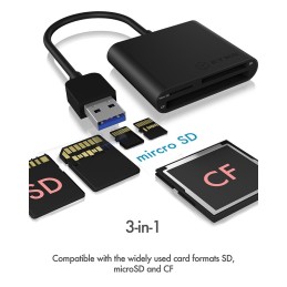 ICY BOX IB-CR301-U3 lettore di schede USB 3.2 Gen 1 (3.1 Gen 1) Nero