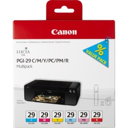 Canon 6 Cartucce d'inchiostro Multipack PGI-29 C M Y PC PM R